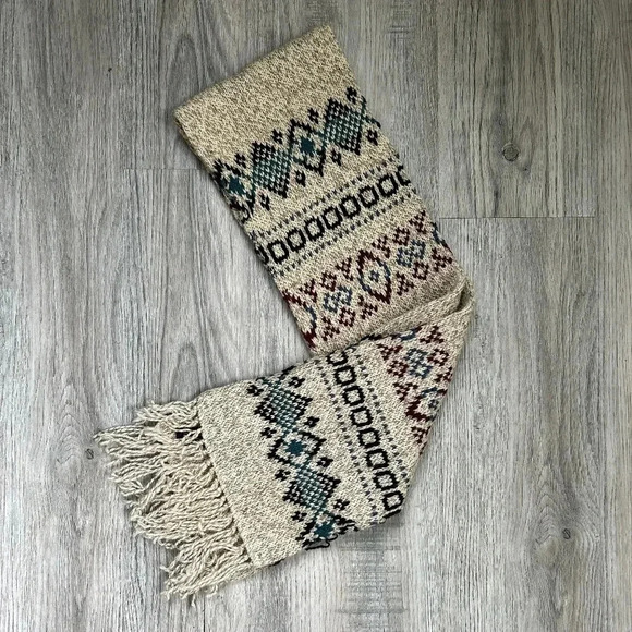 Eddie Bauer Beige with Black Design Scarf - Picture 1 of 3